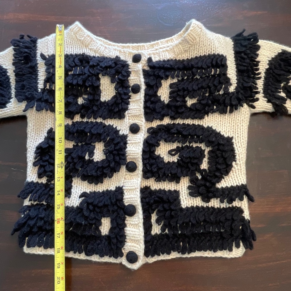 Charlie & Robin Anthropologie 100% Wool Chunky Knit Short Sleeve Cardigan Cream - Picture 5 of 7